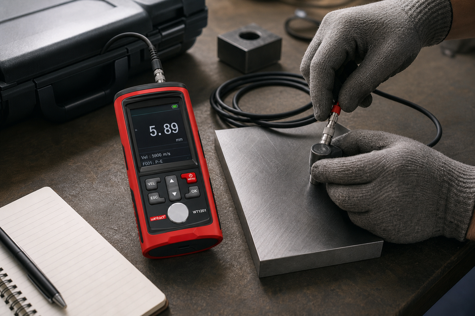 WINTACT ultrasonic thickness inspection process on an engineering workbench