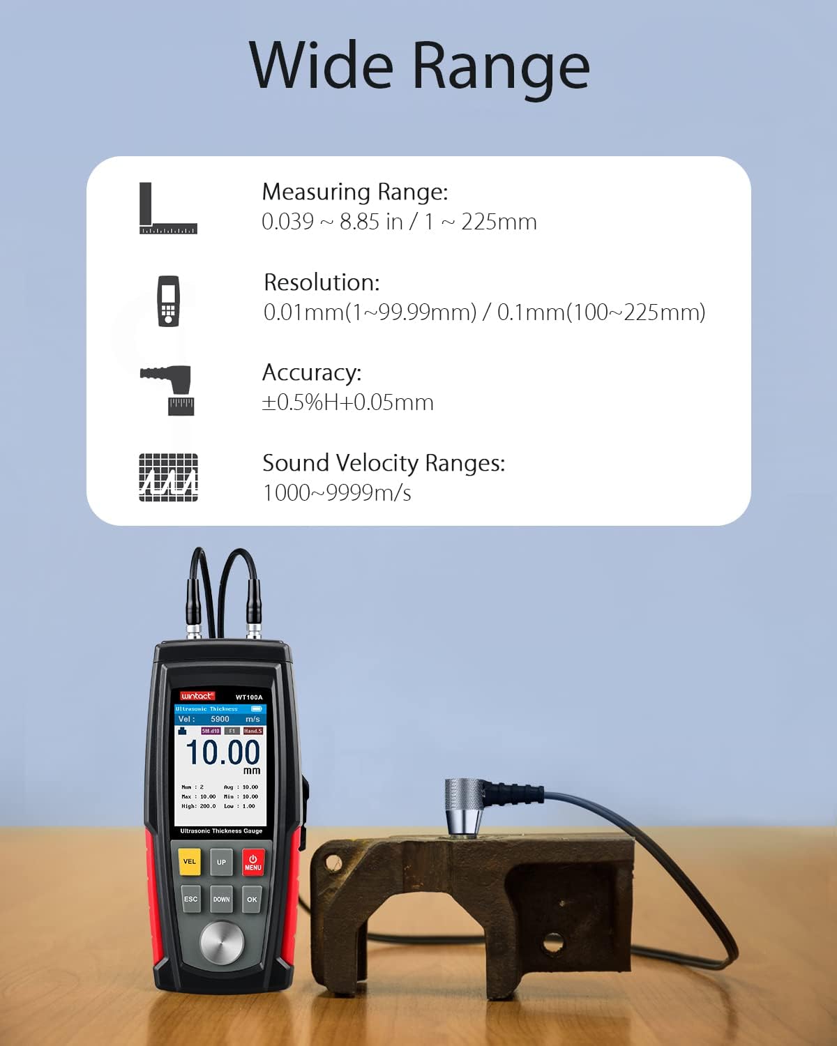 WINTACT WT100A ultrasonic thickness gauge gallery image 2