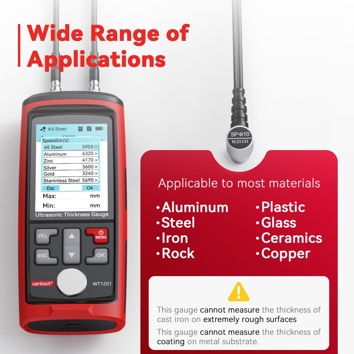 WINTACT WT1201 ultrasonic thickness gauge gallery image 5