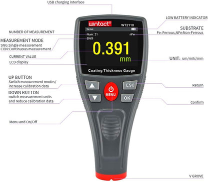 WINTACT WT2110 paint coating thickness gauge gallery image 7