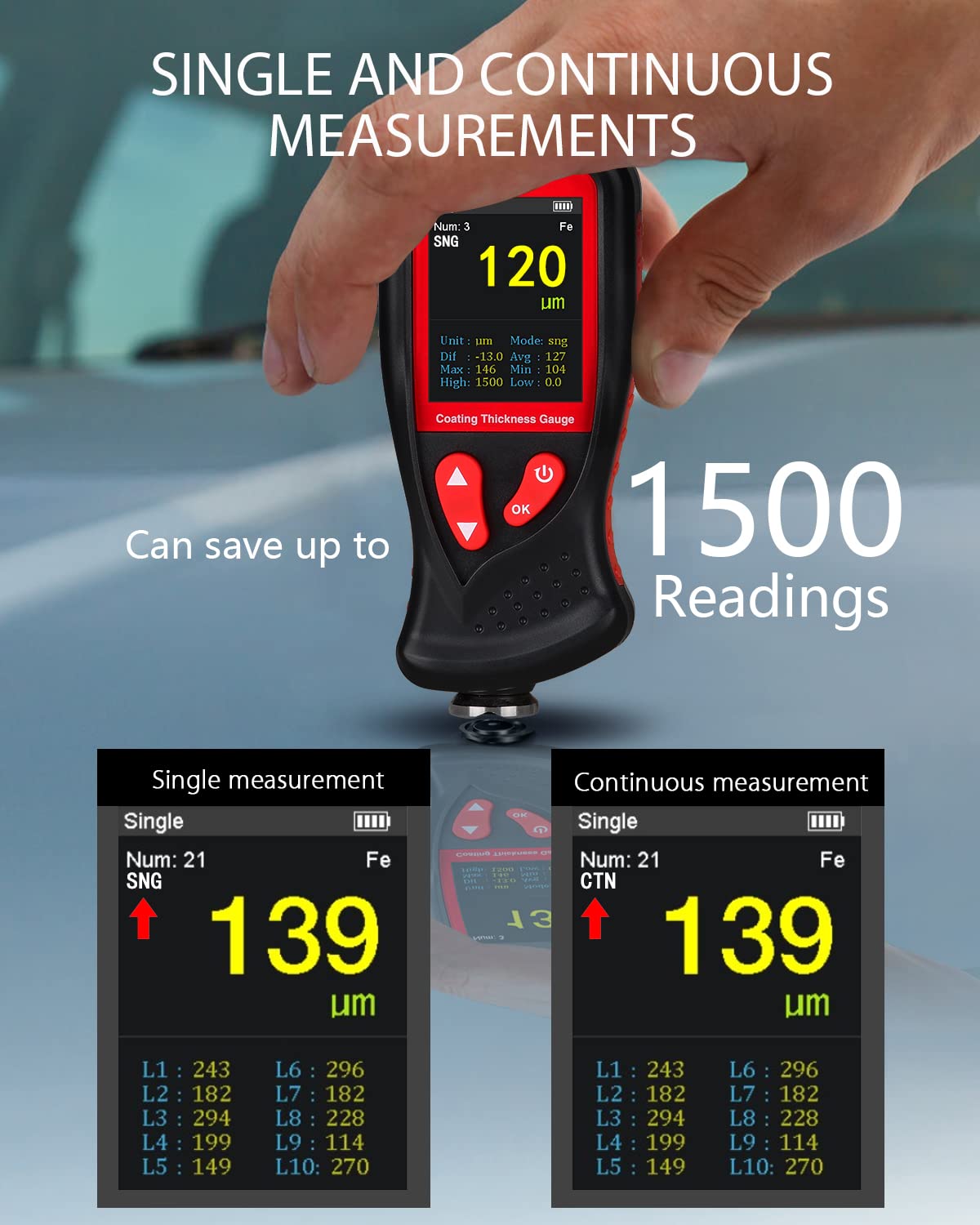 WINTACT WT230 paint coating thickness gauge gallery image 3