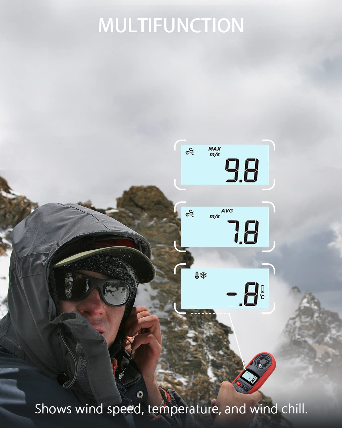 WINTACT WT816A water-resistant anemometer gallery image 4